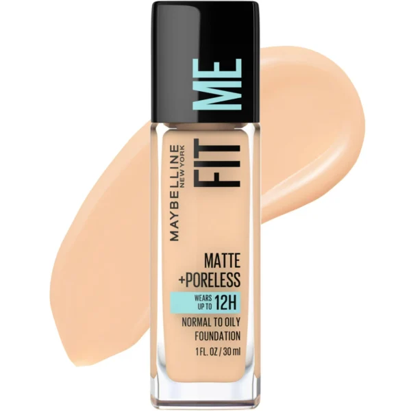 Maybelline Fit Me Matte + Poreless Liquid Foundation Makeup, 120 Classic Ivory, 1 fl oz